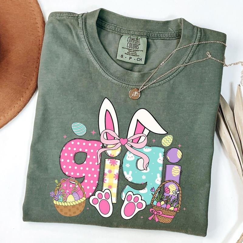 Comfort Colors Gigi Bunny Shirt, Easter Bunny Grandma Shirt, Gigi Shirt for Easter Day