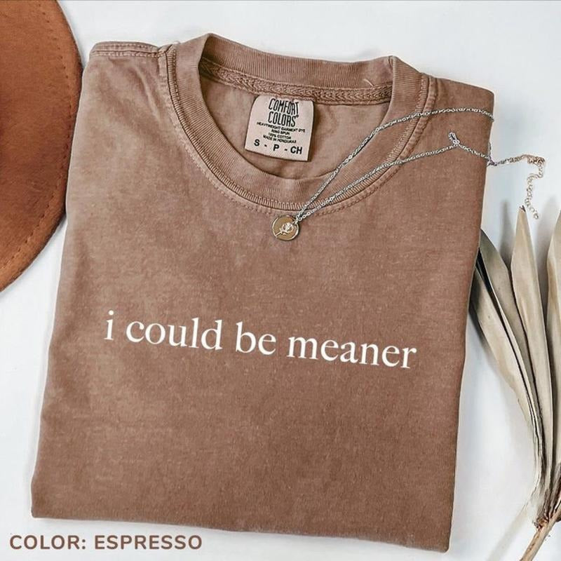 Comfort Colors I Could Be Meaner T-Shirt, Funny Humor T-Shirt, Sarcastic Tee, Funny Quote T-Shirt, Sarcasm TShirt, Trendy Tee for Women