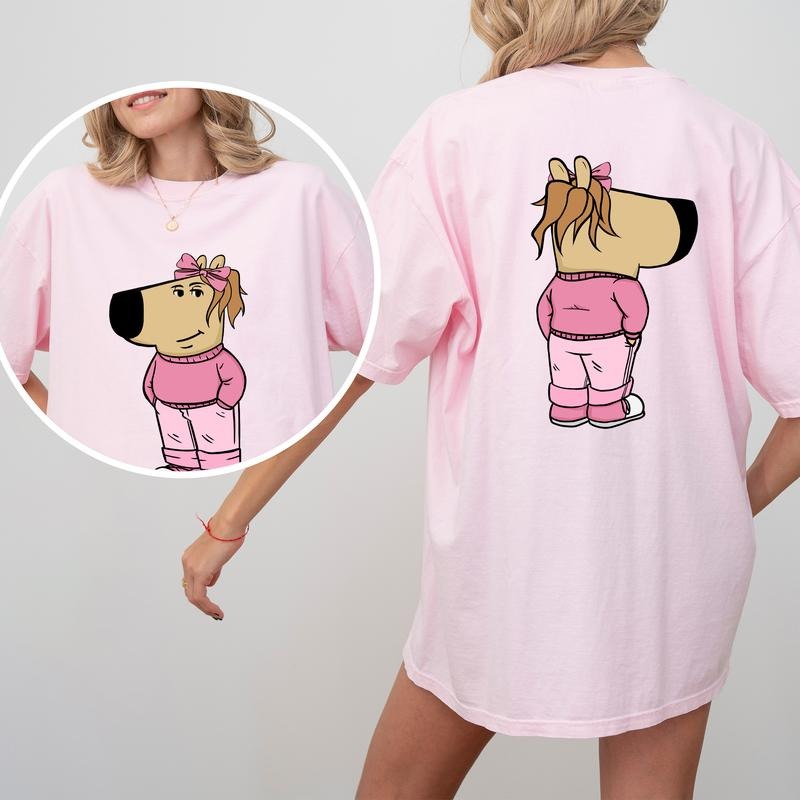 Comfort Colors Just A Chill Girl Shirt 2-Sided, Low Key Chill Girl Tees for Women, Funny Dog Meme Tops, Soft Cotton Fabric T-shirt, Holiday Womenswear