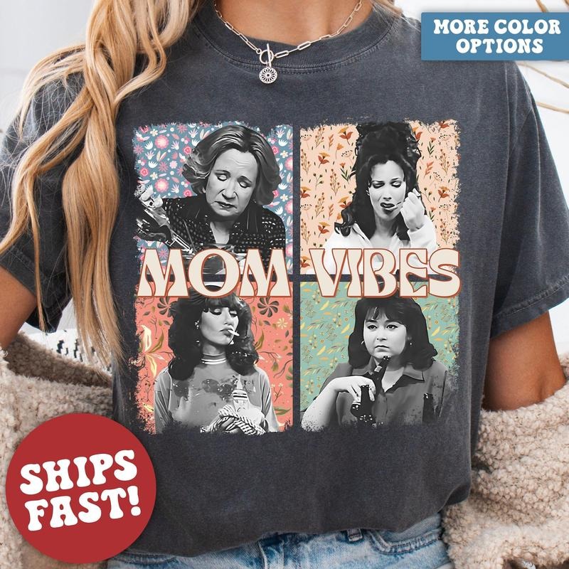 Comfort Colors Mom Vibes T-Shirt, Funny Mom Life T-Shirt, Retro Mother T-Shirts, Mother's Day Gift, Cool Mom Gifts