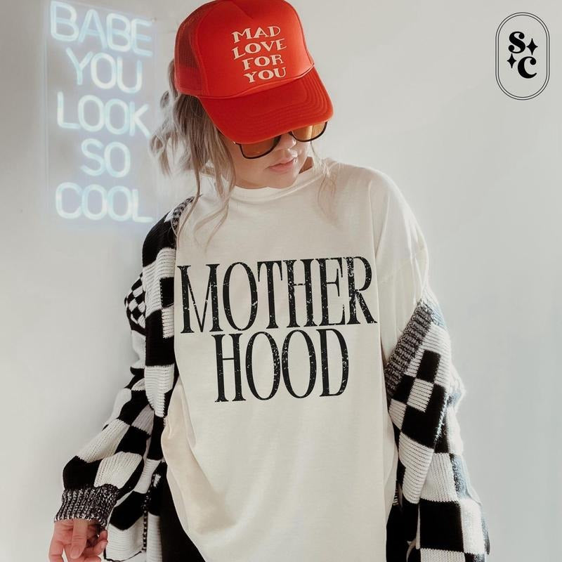 Comfort Colors Mother Hood Shirt, Trendy Mama Tshirt, Mom Life Tee, Oversized Graphic Mom T-shirt, Motherhood T Shirt, Cool Mom Club