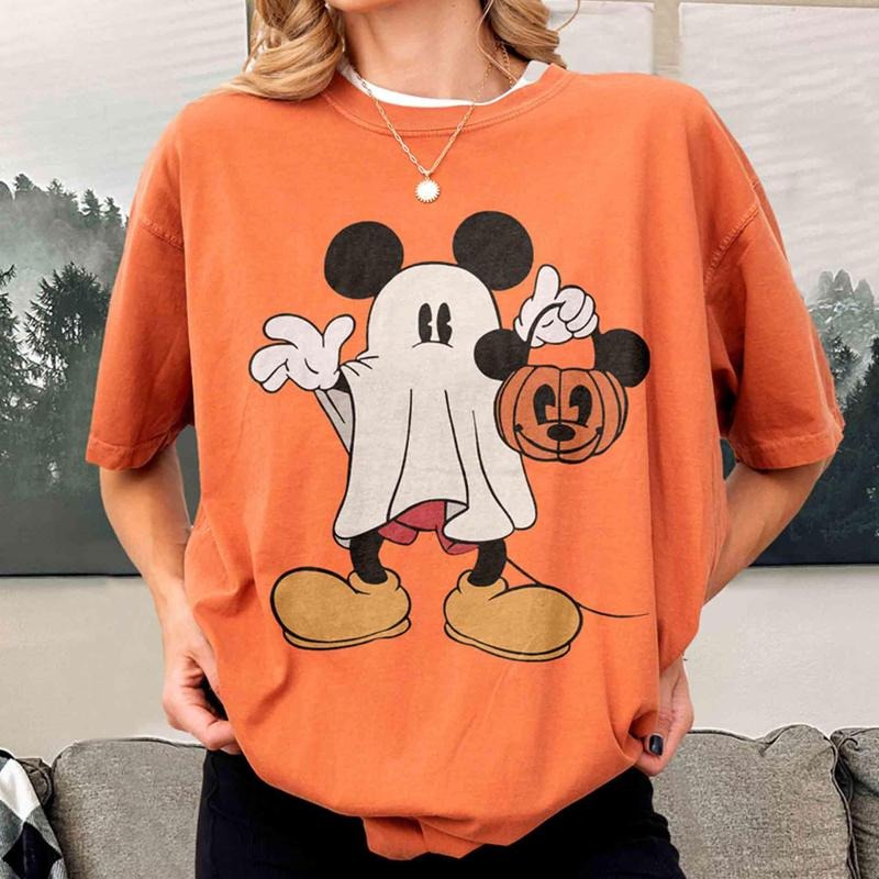 Comfort Colors Retro Mic.key Ghost Halloween Shirt, Spooky Season Shirt, Halloween Pumpkin Tee