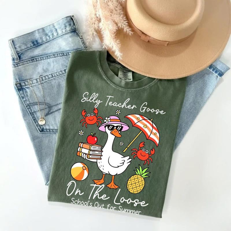 Comfort Colors Silly Goose Teacher T-Shirt, Last Day of School Shirt, Funny End of Year Teacher Tee, Schools Out For Summer Shirt, Summer Teacher Gift Idea