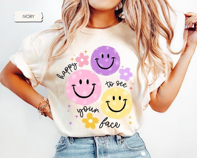 Comfort Colors Teacher Shirt, Happy To See Your Face Shirt, Teacher Appreciation Gift, Back to School Gift, Teacher Shirt, New Teacher Gifts