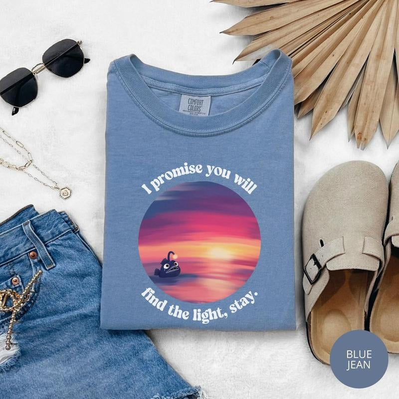 Comfort color Anglerfish Shirt, Shine Bright Anglerfish, Cute Anglerfish Find the Light Shirt, Anglerfish Ocean Lover Graphic Tee, Anglerfish T-shirt