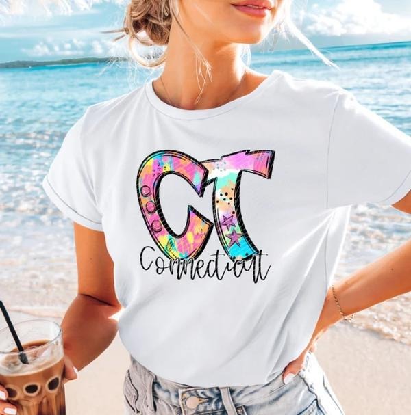 Connecticut Neon Splash DTF Transfers - THIS IS NOT A SHIRT