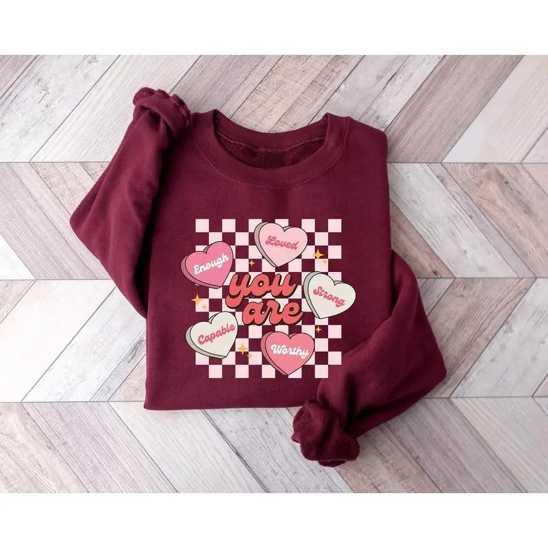 Conversation Hearts Sweatshirt, I Love You Shirt, Heart Candy Shirt, Cute Valentines Sweater, Be Mine Sweatshirt, Valentines Day, Couple Shirt