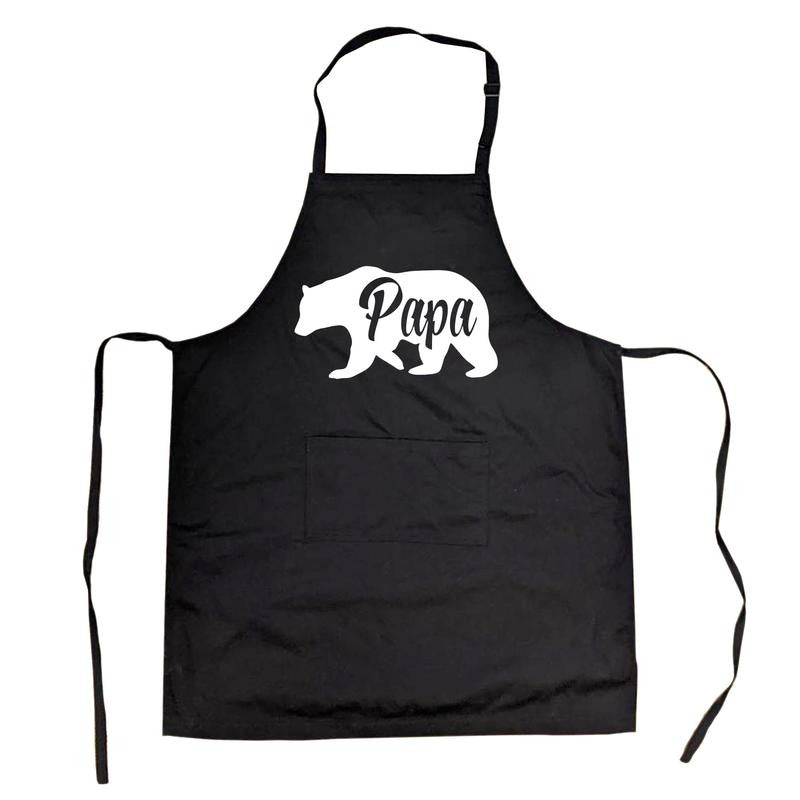 Cookout Apron Papa Bear Grilling Cooking Fathers Day Smock Funny Aprons Dad Joke Apron Funny Animal Cover Novelty Cooking Aprons for Men Black