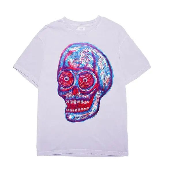 Cool Burn Skull 23 Woodblock Hand-Printed T-Shirt