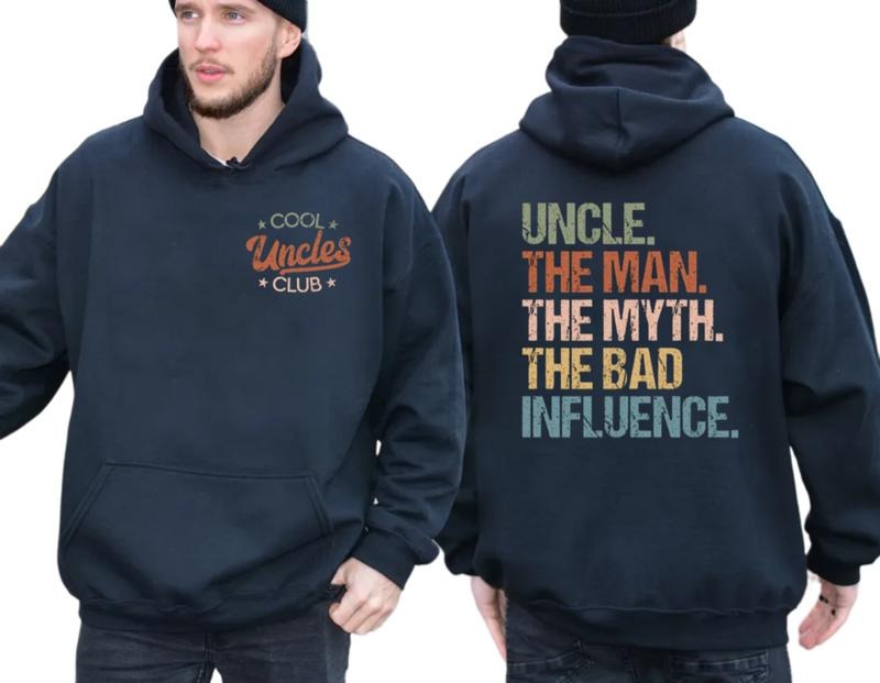 Cool Uncles Club Shirt, Funny Uncle Gifts, The Man Myth Bad Influence, B*st Uncle Ever Shirt, Gift For New Uncle To Be Tee, Unisex Crewneck Pullover Tee, Casual Clothing