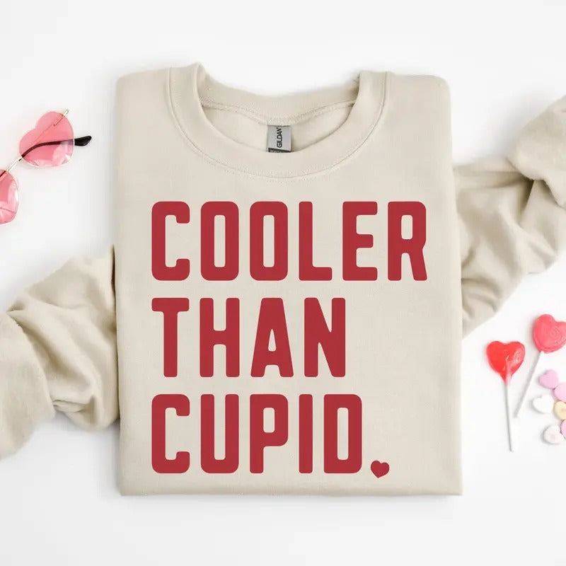 Cooler Than Cupid Valentines Shirt, Valentine Sweatshirt, Retro Valentines Shirt, Boy Valentines Gift
