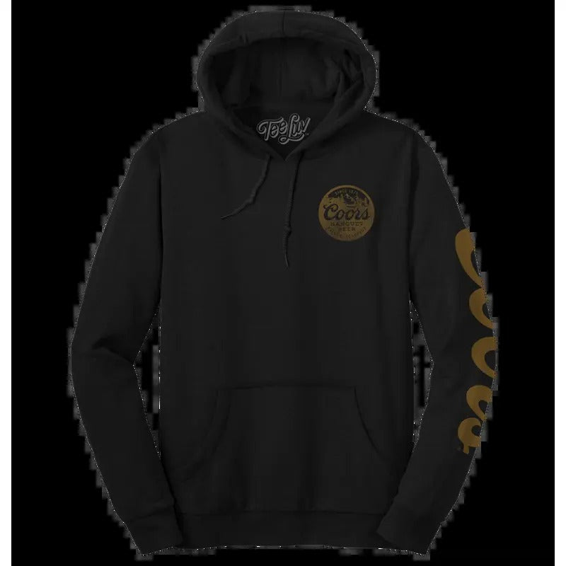 Coors Banquet Beer Double Sided with Sleeve Print Hooded Sweatshirt - Black