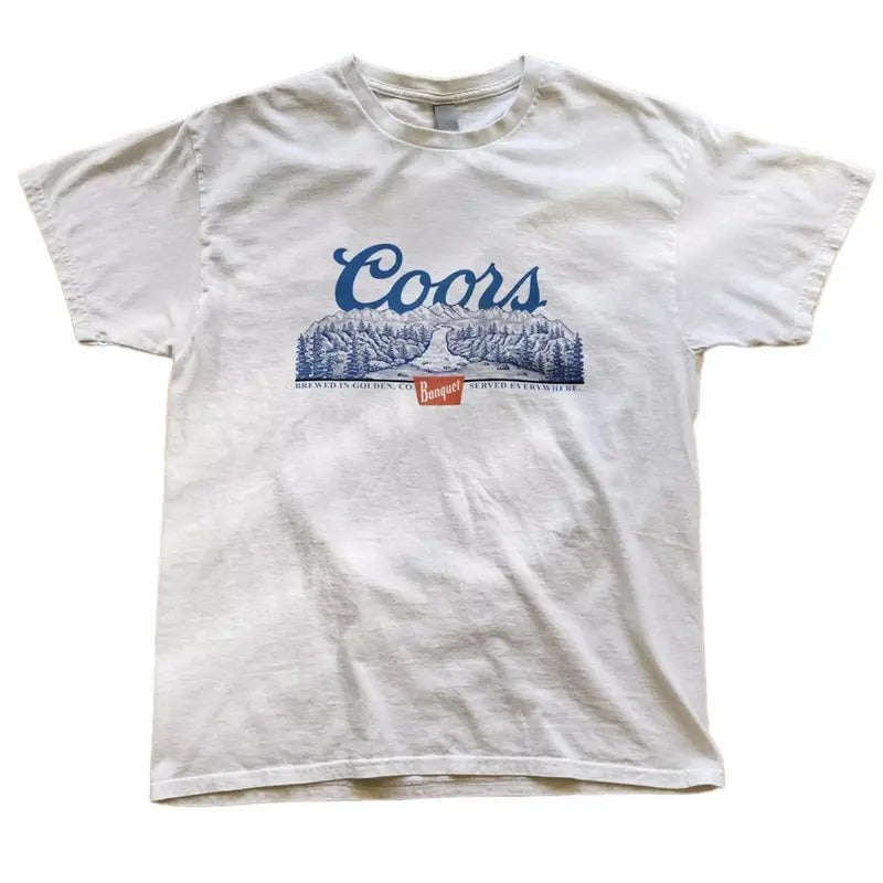 Coors Banquet Blue Mountains T-Shirt, Funny Cute Shirt, Streetwear Tshirt Graphic Tee Tops Underwear Crewneck Menswear Tshirt Streetwear