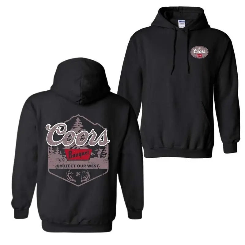 Coors Banquet Elk Hoodie-Shirt-Sweatshirt, Coors Hunting Hoodie , Coors Banquet Protect The West Coors Antler, All Sizes For Men and Women