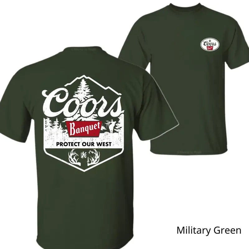Coors Banquet Protect Our West T-shirt - Comfortable Outdoor Graphic Shirt, Coors Tee for Men Who Love the Great Outdoors