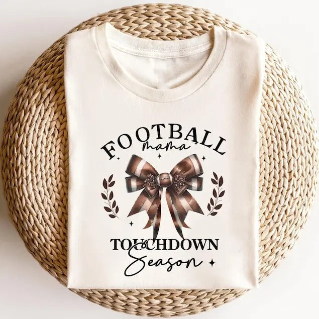 Coquette Bow Football Shirt - Stylish Gameday Attire Bow Shirts for Football Lovers - Coquette Aesthetic Tee
