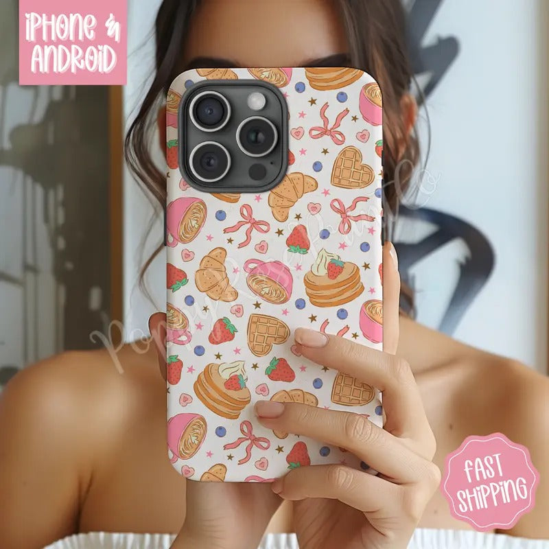 Coquette Breakfast Phone Case Mag Safe Compatible Magnetic Tough Cases