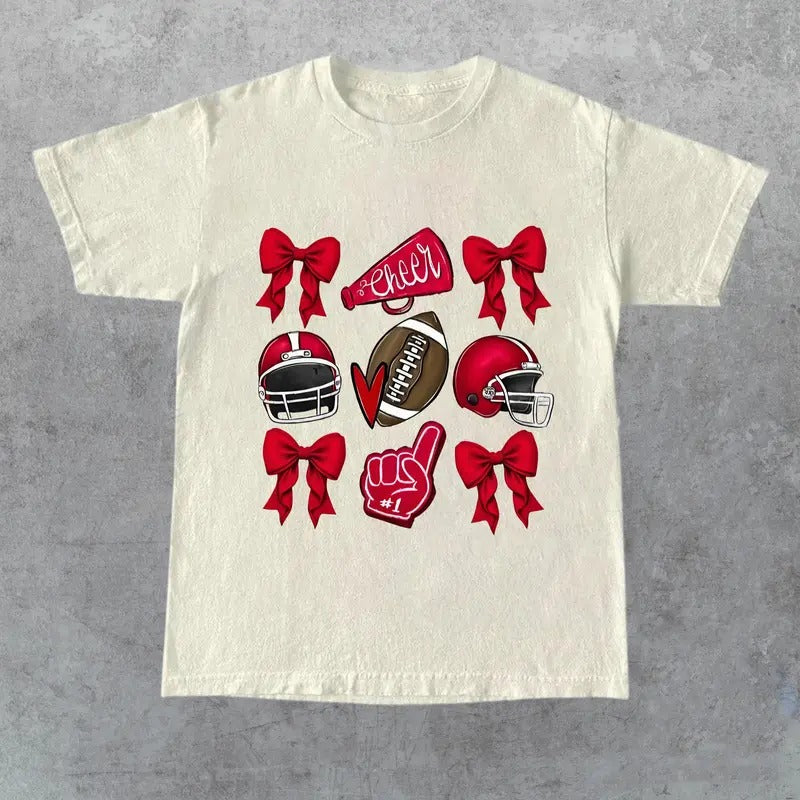 Coquette Game Day Shirt, Football Game Day T-shirt, Coquette Football Shirt, Sports Team Spirit Shirt, Coquette Aesthetic Shirt, Football Lover Shirt, Womenswear Casual Fit Top