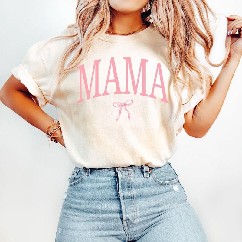 Coquette Mama Shirt, Coquette Bow T-shirt for Mom, Mothers Day Gift, Girly Mama sweatshirt, Baby Shower Gift for Expecting