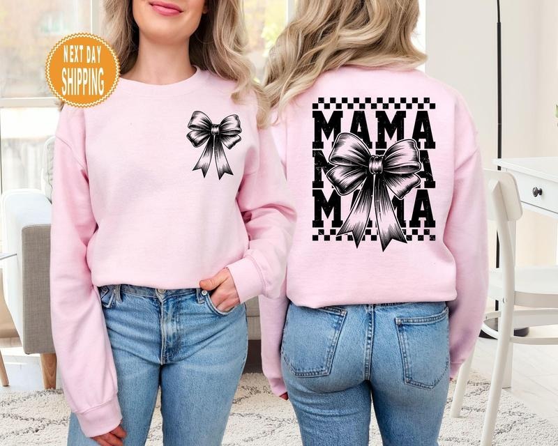 Coquette Mama Sweatshirt, Coquette Bow Hoody for Mom, Mothers Day Gift, Girl Mama Outfit, Baby Shower Gift for Expecting, Pregnancy Reveal