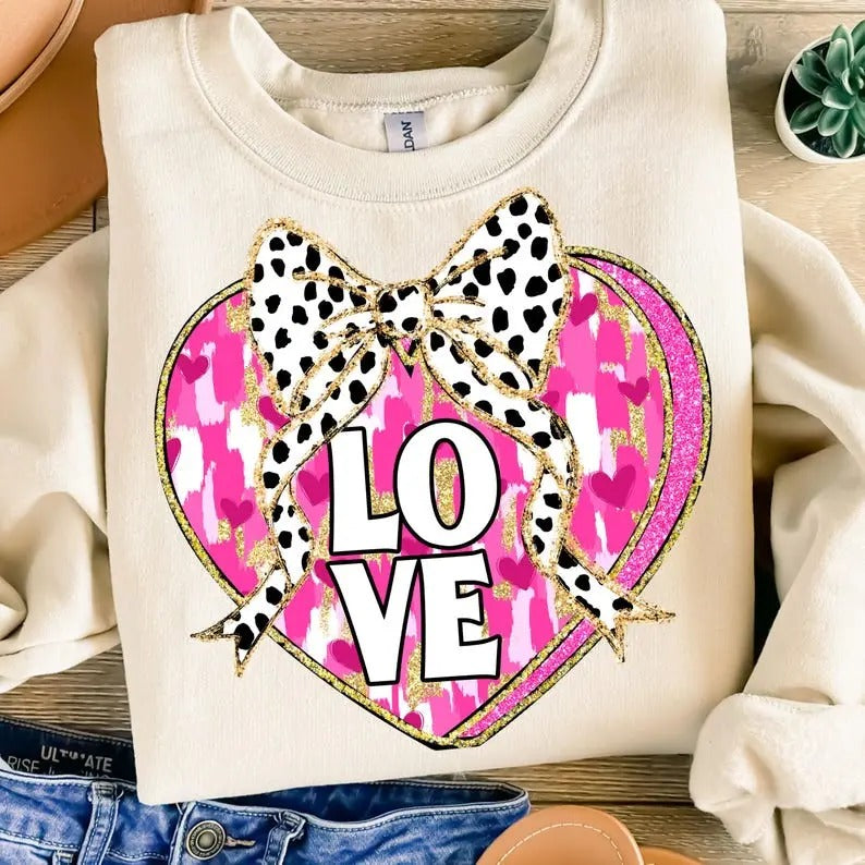 Coquette Pink Valentine Heart Sweatshirt, Valentine Love Sweatshirt, Brushstroke Valentine Sweatshirt, Not Glitter Valentines, Gift For Girlfriend