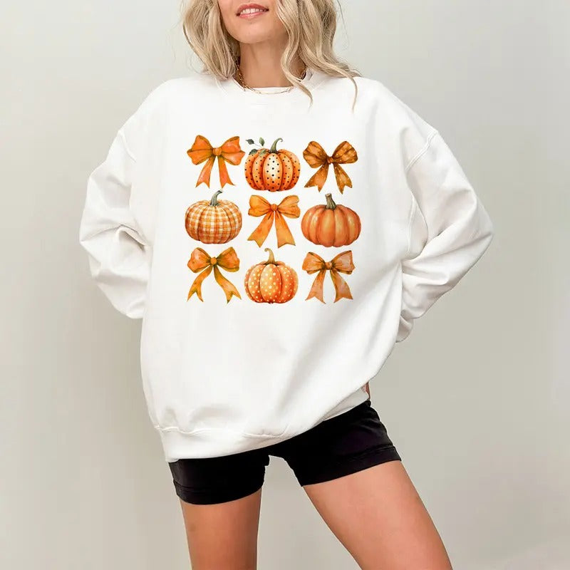 Coquette Pumpkin Sweatshirt , Fall Vibes Sweatshirt, Fall Pumpkins Sublimation, Coquette Bow Sweatshirt, Fall Autumn Sweatshirt, Fall Season Sweatshirt, Halloween Sweatshirt, Spooky