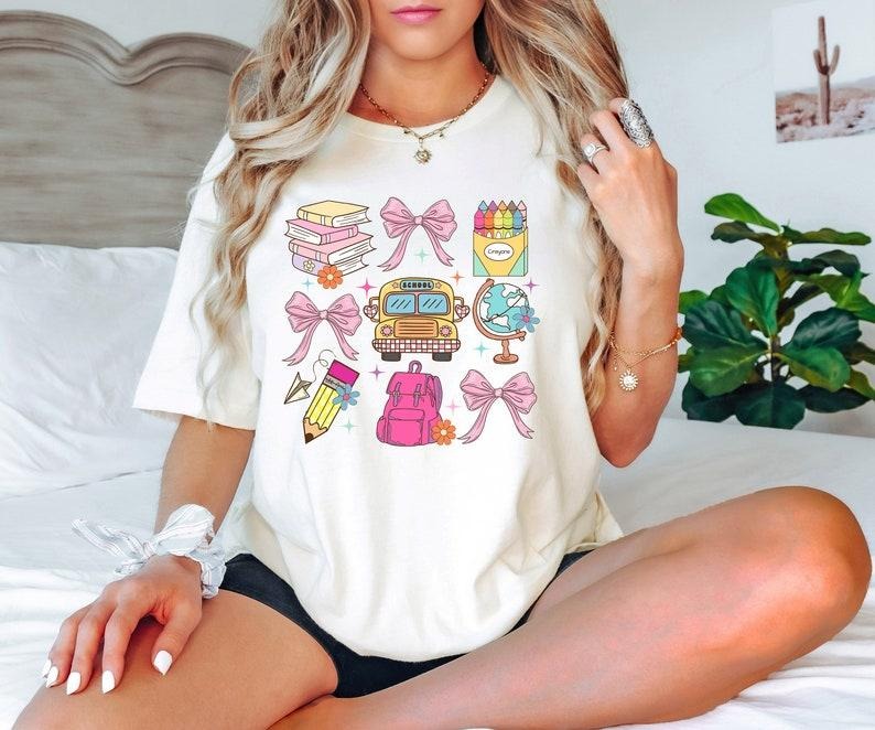 Coquette School Shirt,Back To School Shirts,Teacher Coquette Pink Bow T-Shirt,Cute Teacher Gift,First Day of School Tee,Teacher Appreciation T-shirt, sweater and Hoodiestyle{n002}2