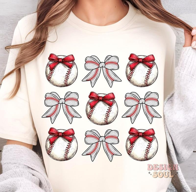 Coquette baseball T-Shirt, game day T-Shirt, baseball bow T-Shirt, baseball mama Shirt, checkered baseball T-Shirt