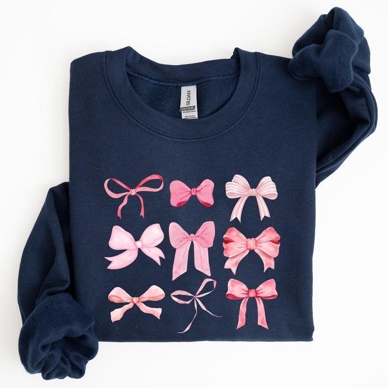 Coquette, Pink Bows, Trend, Girly, Soft Girl Era Sweatshirt, Women's Crew Neck, Crewneck
