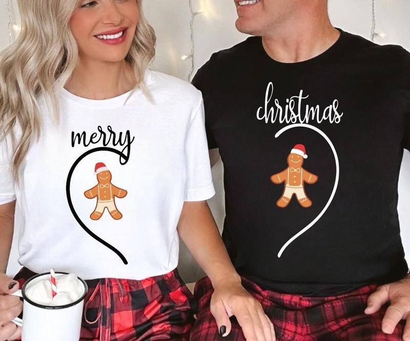 Couple Christmas Matching Shirt, Merry Christmas Couple Shirt, Matching Couple Tee, Christmas Gift, Unisex Short Sleeve Tee Shirt