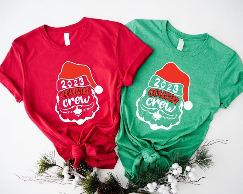 Cousin Crew 2023 Shirt, Santa Cousin Matching Outfit, Family Christmas Party Gift T-Shirt, Winter Holiday Cousin Gathering Tee.
