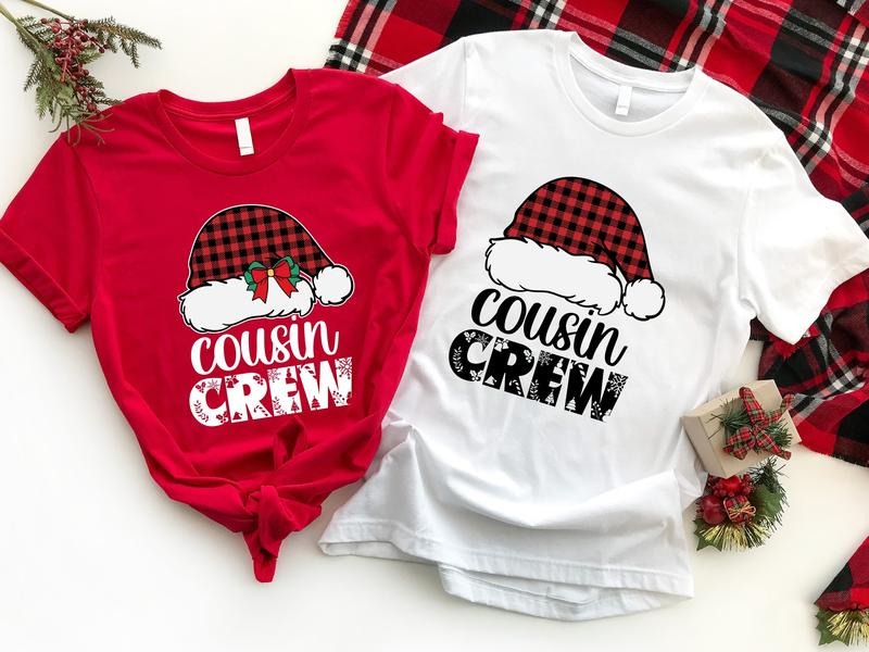 Cousin Crew Hat Christmas Shirt, Matching Cousin Squad X-mas Tee, Family Holiday Trip Gift Shirt, Christmas 2023 Tee.