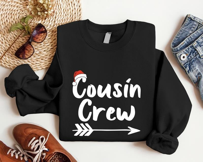 Cousin Crew Sweatshirt, Christmas 2023 Cousin Group Gift Hoodie, Family Matching Xmas Party Sweater, Cousins Gathering Holiday Outfits.