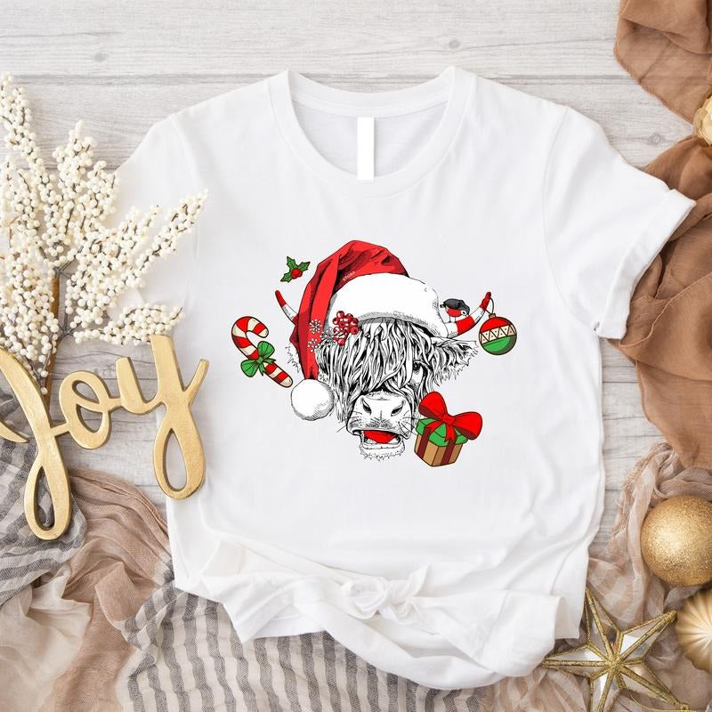 Cow Christmas Shirt, Cow Lover Winter Holiday Gift Tee, Farm Animal Lover Christmas T-shirt, Farmer Gift Tee, Heifers Shirt.