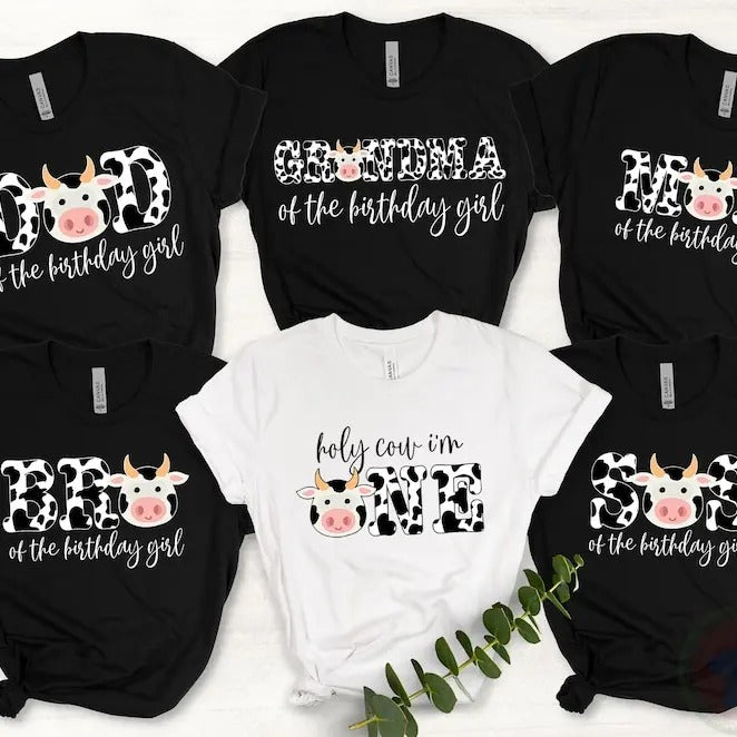 Cow Family Birthday Shirt, Holy Cow I am One Shirt, Cow Matching Shirt, Farm Birthday Shirts