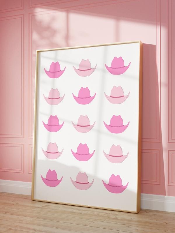Cowboy Hats Western Art Rodeo Cowboy, Western Nursery Decor Cowgirl Western Aesthetic, Pink Aesthetic Print, Cowboy Hats, Gifts For Her Wall Decor, Poster Prints No Frame, Dorm Room Decor, Large Wall Art, Gifts For Birthday Christmas