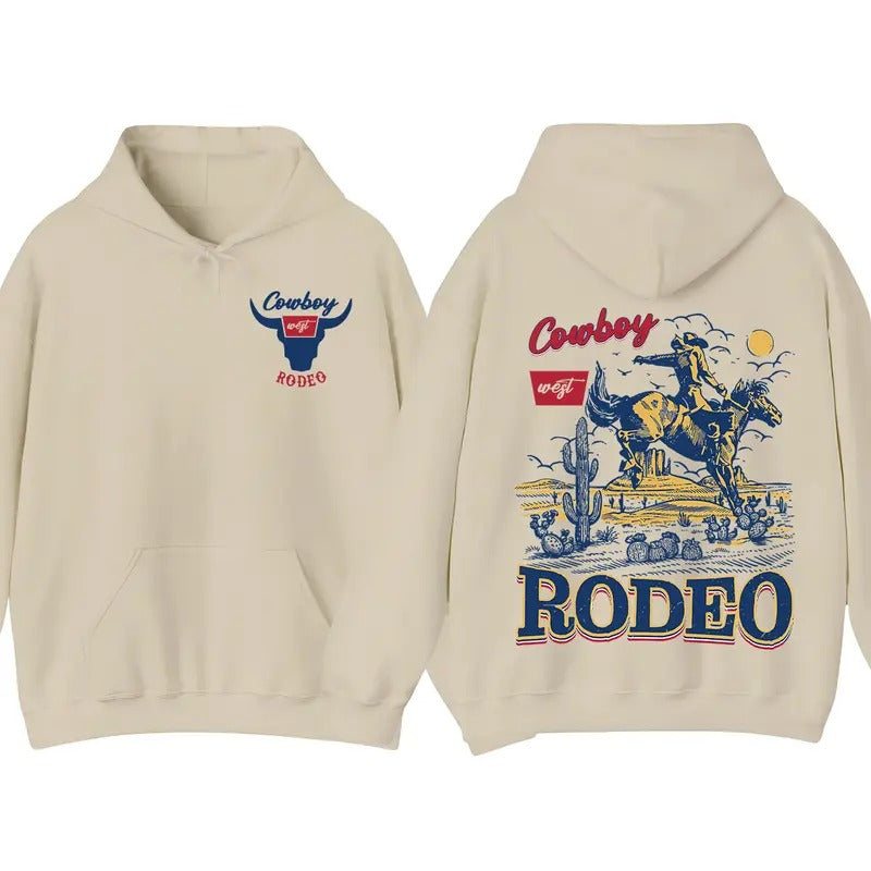 Cowboy Rodeo Vintage Graphic T-Shirt Sweatshirt Hoodie, Retro Cowboy Shirt, Vintage Washed Hoodie, Graphic Tees