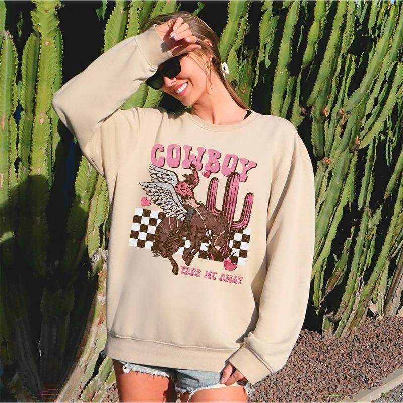Cowboy Take Me Away, Western, Country, Sweatshirt, Valentine's Day, Crew Neck, Women's, Crewneck, Valentine's Day, Love, Heart, Cupid