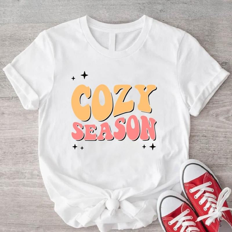 Cozy Season T-Shirt, Trendy Thanksgiving Shirt, Retro Fall Lover Tee, Weather Vibes Gift Shirt, Halloween T-Shirt.