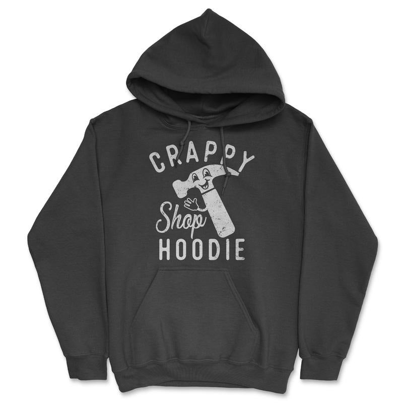 Crappy Shop Hoodie Unisex Hoodie Funny Mechanic Graphic Hooded Sweatshirt Funny Hoodies Sarcastic Hoodie Funny Mechanic Pullover Novelty Sweatshirt Black -