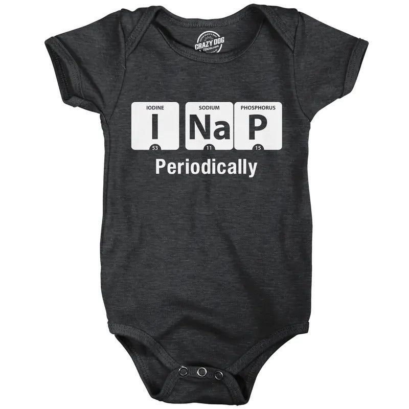 Creeper I Nap Periodically Baby T Shirt Shower Gift Funny Clothing for Newborn Funny Baby Onesies Funny Science Onesie Novelty Onesie Black