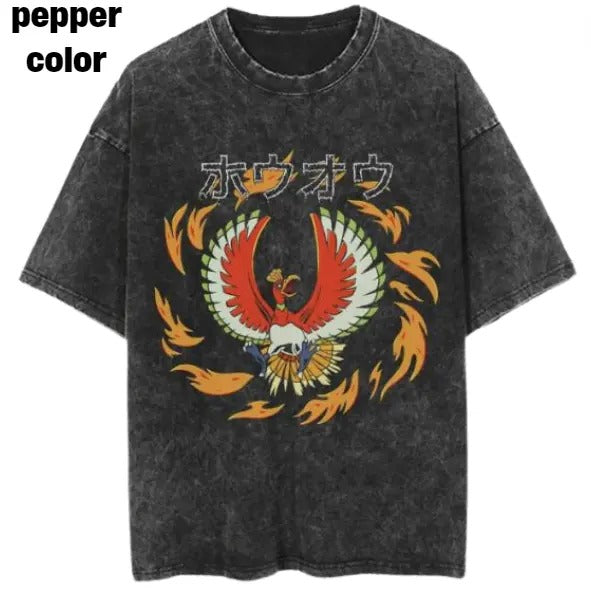 Crimson Ho-OH Vintage Tee, Ho-OH T-Shirt, Pokemon Graphic Tees, Sweatshirt, Unisex Anime Shirt Menswear Womenswear Streetwear Tropical T-Shirt