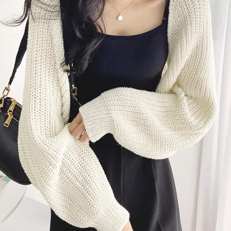 Cropped Cardigan Sweaters Y2k Sweater Long Sleeve Open Front Knit Bolero Shrug Sweater Streetwear Trendy