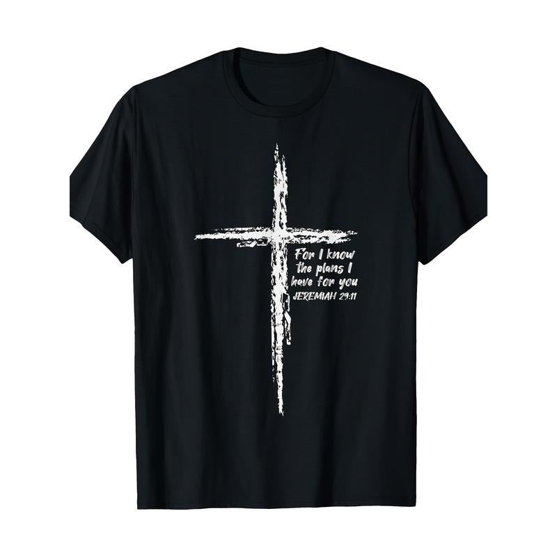 Cross I Know The Plans Verse Bible Jesus Go Christian Gift T-Shirt-100% Cotton-220g made in usa