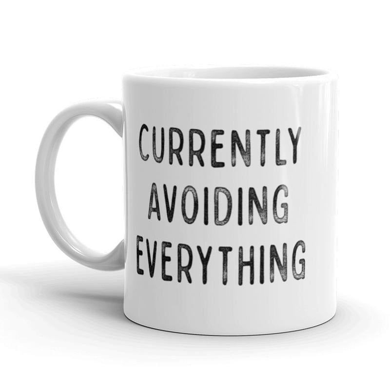Currently Avoiding Everything Coffee Mug Funny Adulting Ceramic Cup-11oz Funny Coffee Mugs Ceramic Printed Drinkware Cup