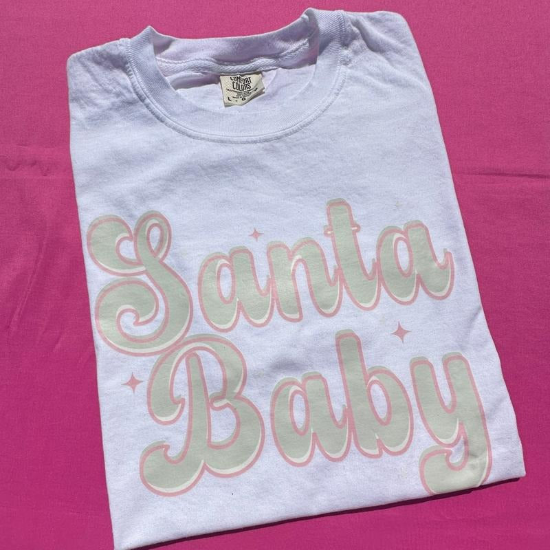 Cursive Santa Babe Comfort Colors T-Shirt 'NLB'