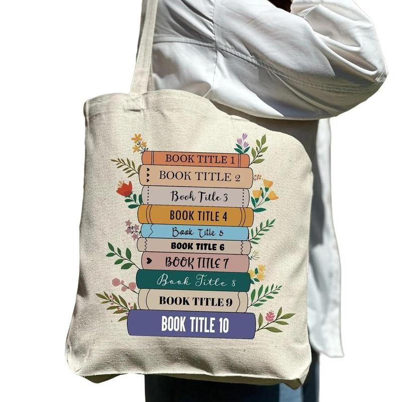 Custom Book Tote Bag, Bookish Personalized Tote Bag, Bookish Gift Idea, Book Lover Gift Idea, Cute Book Bag, Aesthetic Bag, Casual Canvas Tote