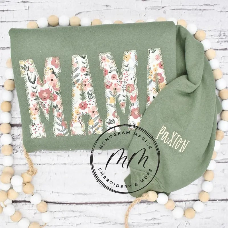 Custom Floral Sweatshirt, Floral Mama Sweatshirt - CHOOSE ANY NAME