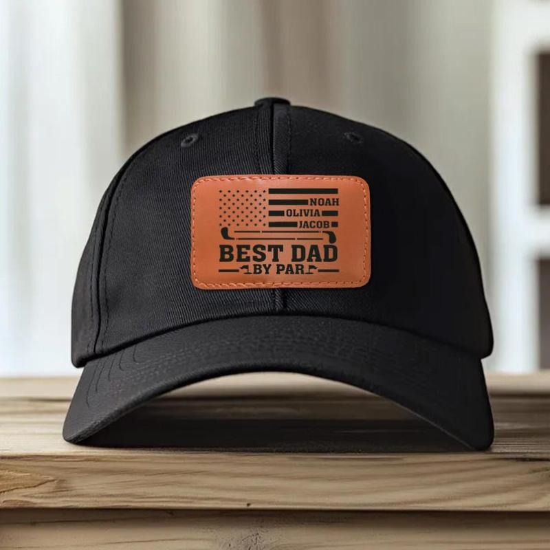 Custom Golf Dad Hat, Best Dad By Par, Dad Leather Patch Hat, Golf Gifts for Dad, Father Day Gift Golf, Fathers Day Gifts From Wife Golf