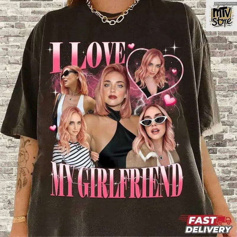 Custom I Love My Girlfriend Boyfriend Photo Valentine T-Shirt Sweater Hoodie, Personalized Picture Gift, Couple Family Bootleg 90s Tee , Global Trending Outfits